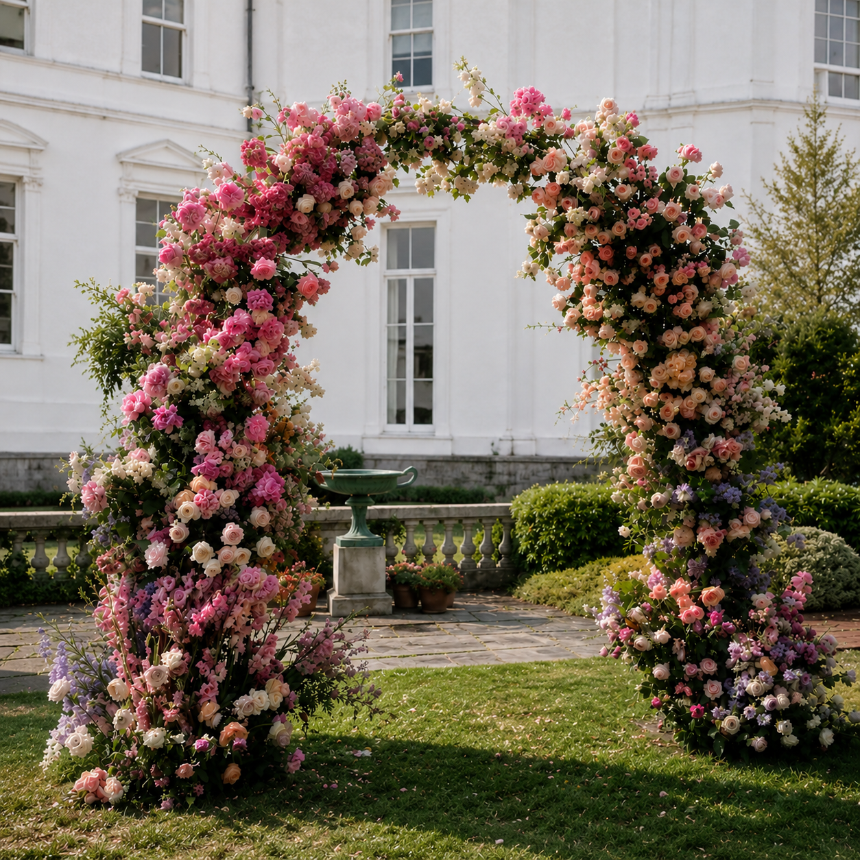 Large full floral arch installation